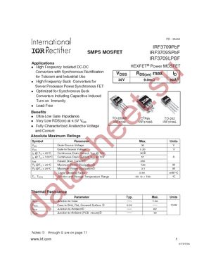 IRF3709STRLPBF datasheet  